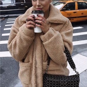 I.AM.GIA Pixie Sherpa Teddy Coat Light Tan Color Medium Oversized Neutral